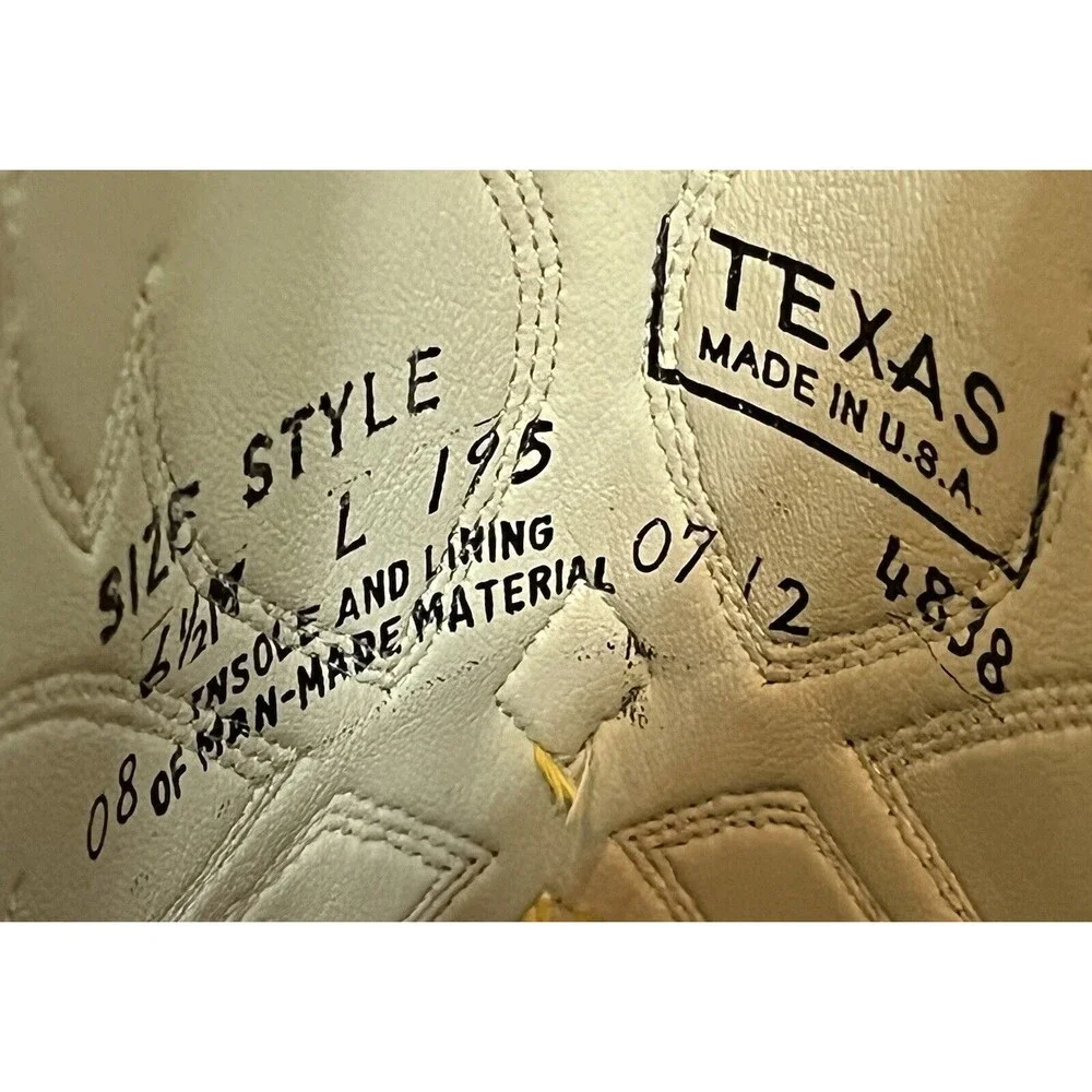 Texas USA Leather Western Pointed Toe Pull On Cowboy Boots Mens 7.5 Tan Country